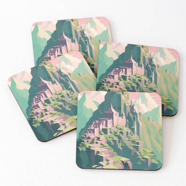 Item preview, Machu Pichu - Flat Design - Pink and Turquoise  designed and sold by WiggySmallz.