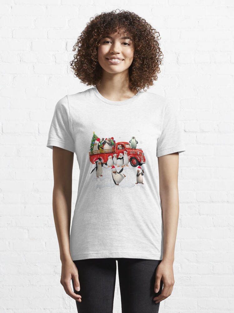 Disover Penguin Riding Red Truck Xmas Merry Essential T-Shirt