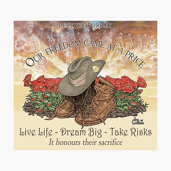 Slouch hat and Poppies Post Photographic Print