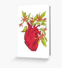Human heart with flowers Greeting Card