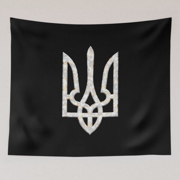 Item preview, Ukraine coat of arms symbol gyrfalcon trident trident marble gold flat designed and sold by lathspell.