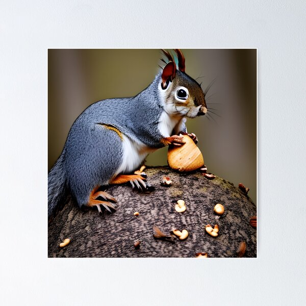 Squirrel with a nut Poster