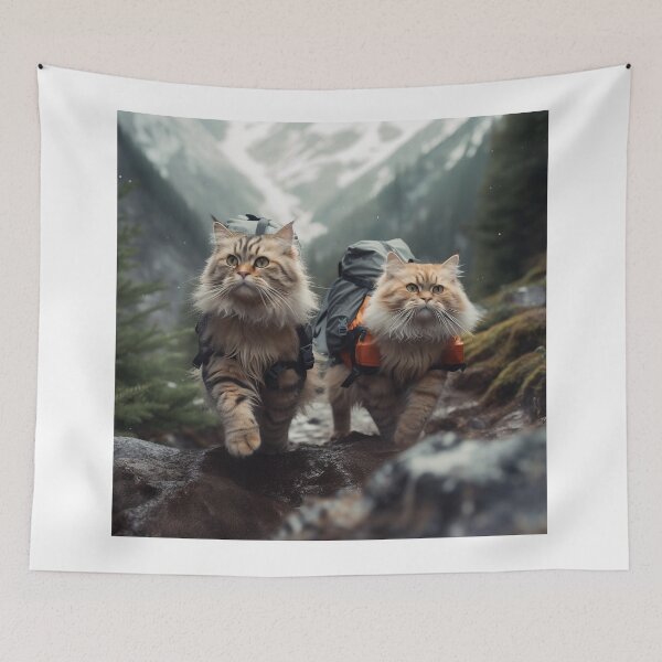 Item preview, Two American Longhair Cats Are Hiking designed and sold by BDMeow.