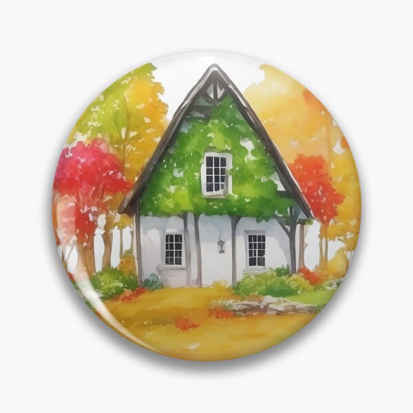 Item preview, Watercolor cottage house in Autumm. designed and sold by Jayjaynaenae.