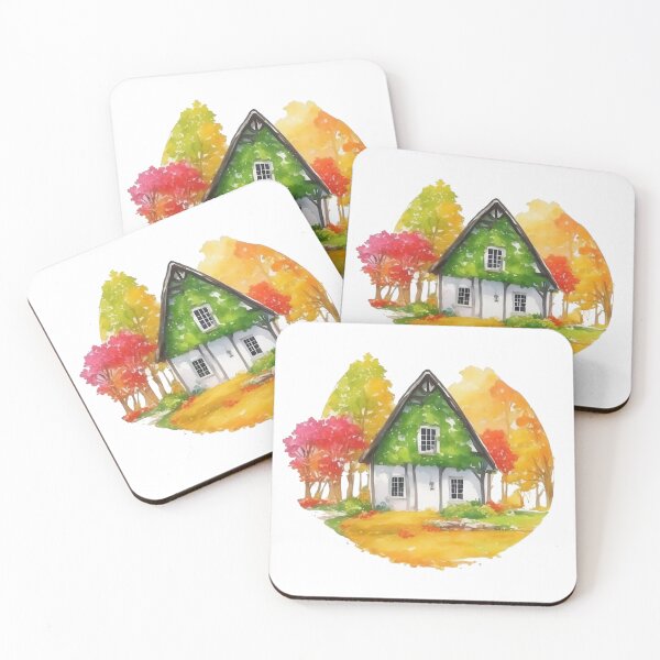 Item preview, Watercolor cottage house in Autumm. designed and sold by Jayjaynaenae.