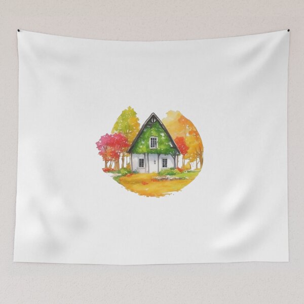 Item preview, Watercolor cottage house in Autumm. designed and sold by Jayjaynaenae.