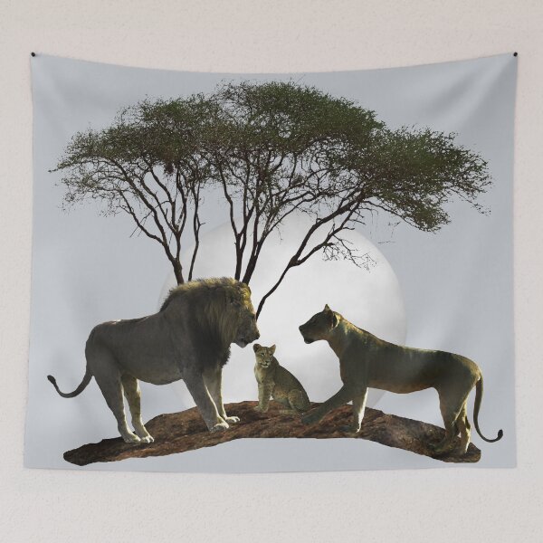 Item preview, Lions in the moonlight in Africa - big cat designed and sold by TShirtsundMehr.