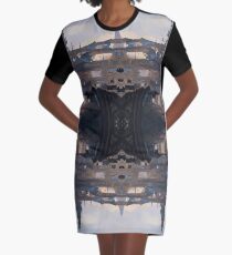 Fantastic air castle with elements of steampunk subculture Graphic T-Shirt Dress