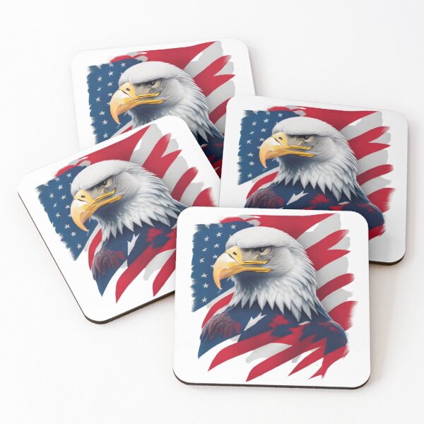 Item preview, Title: "Pride in Flight: A Bald Eagle Embracing the Colors of the US Flag on Independence Day designed and sold by meesin-shop.