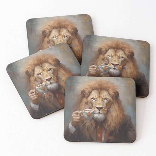 Item preview, Vintage Lion Sips Coffee in Style designed and sold by emelonadaiben.
