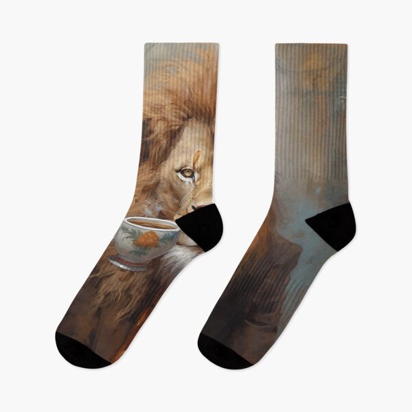 Item preview, Vintage Lion Sips Coffee in Style designed and sold by emelonadaiben.