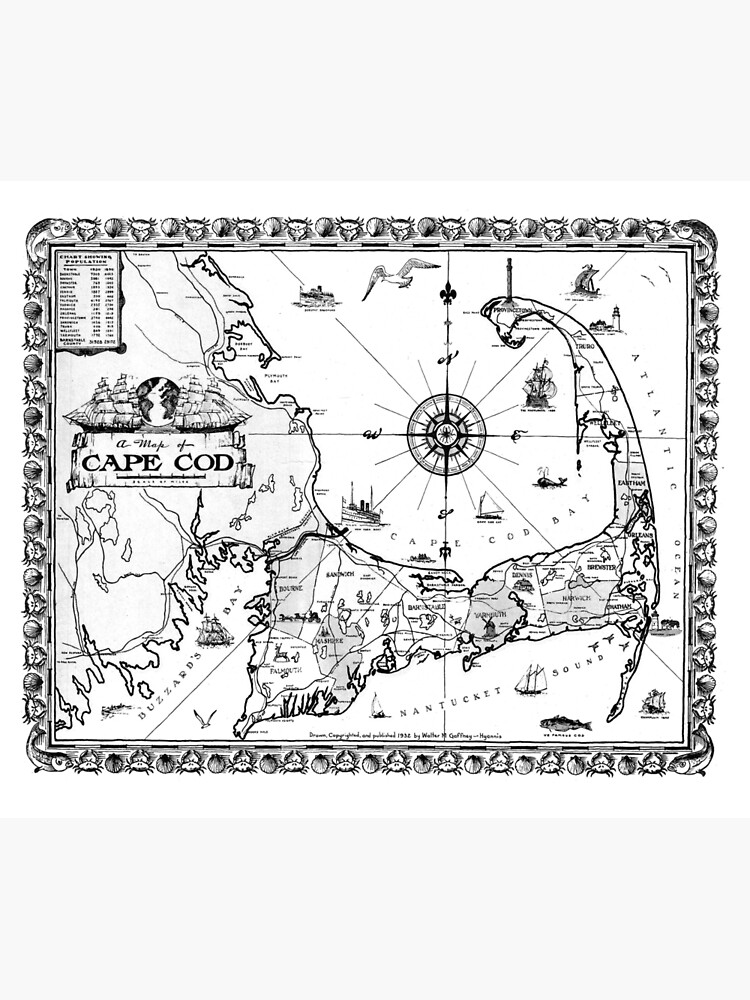 Thumbnail 6 of 6, Throw Blanket, Vintage Map of Cape Cod BW  designed and sold by BravuraMedia.