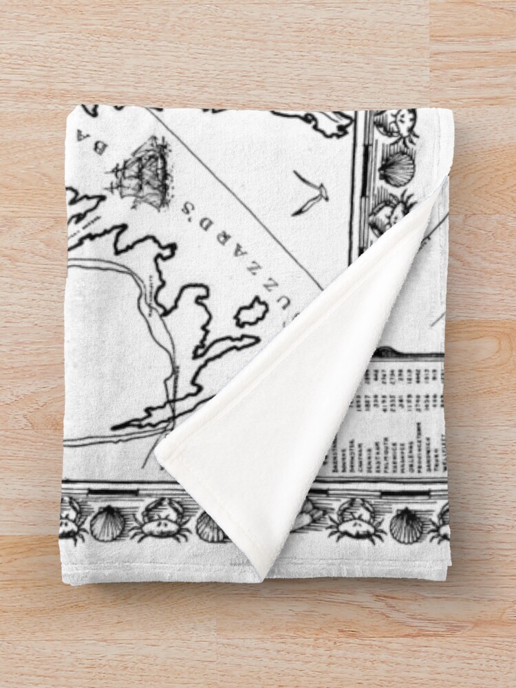 Thumbnail 3 of 6, Throw Blanket, Vintage Map of Cape Cod BW  designed and sold by BravuraMedia.