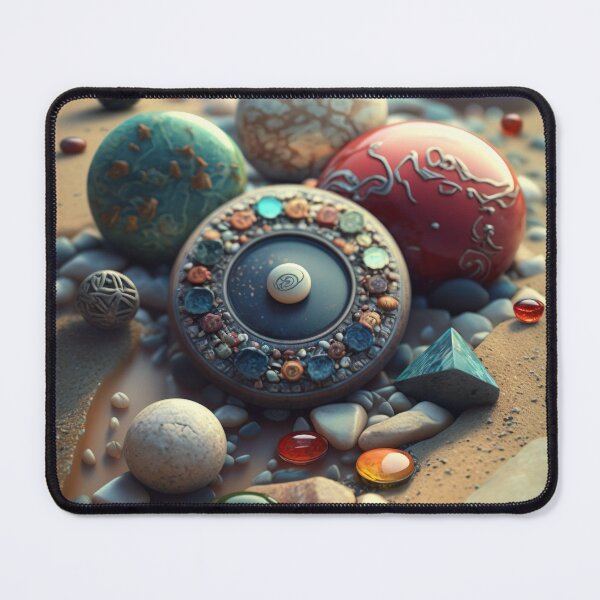 Item preview, Artfully worked pebbles and glass stones lying in the sand designed and sold by Pflugart.