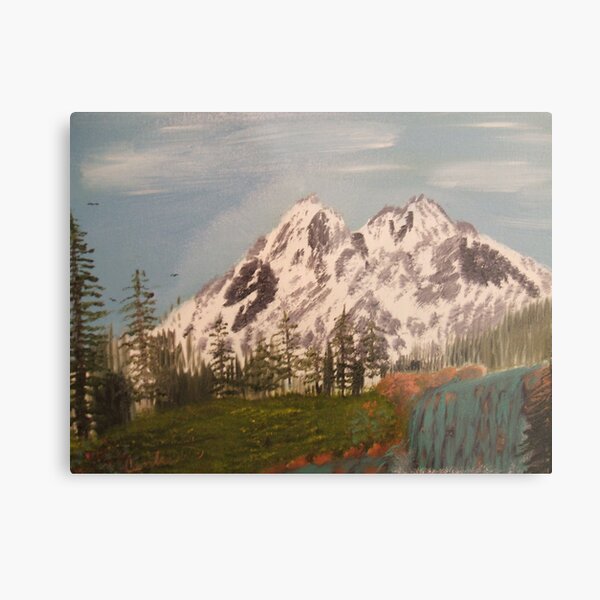 Mountain with Waterfall Metal Print