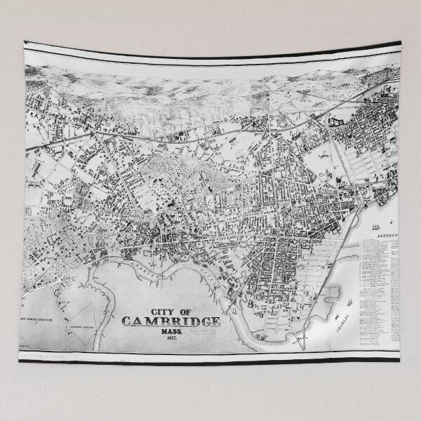 Item preview, Vintage Map of Cambridge Massachusetts (1877) BW designed and sold by BravuraMedia.