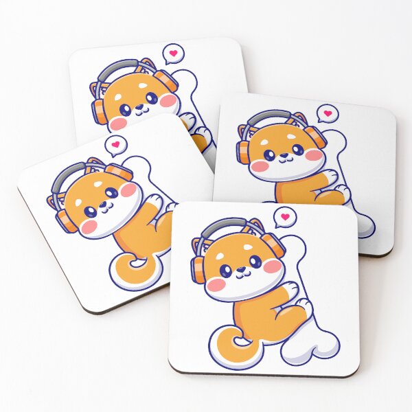 Item preview, Cute shiba inu dog hug bone with headphone designed and sold by SceneryStudio.