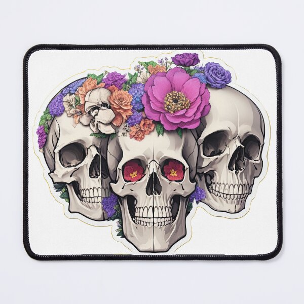 Item preview, Friends Forever Trio: Dead Skull Sticker Set with Floral Accents designed and sold by ArtisticScratch.