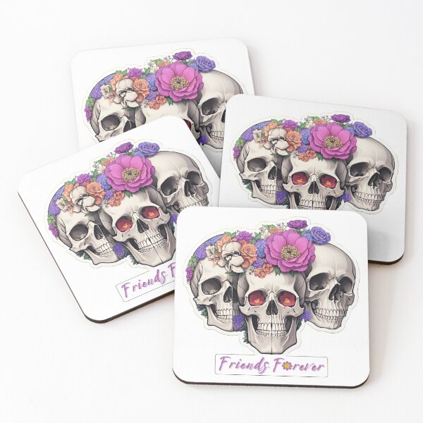 Item preview, Friends Forever Trio: Dead Skull Sticker Set with Floral Accents designed and sold by ArtisticScratch.