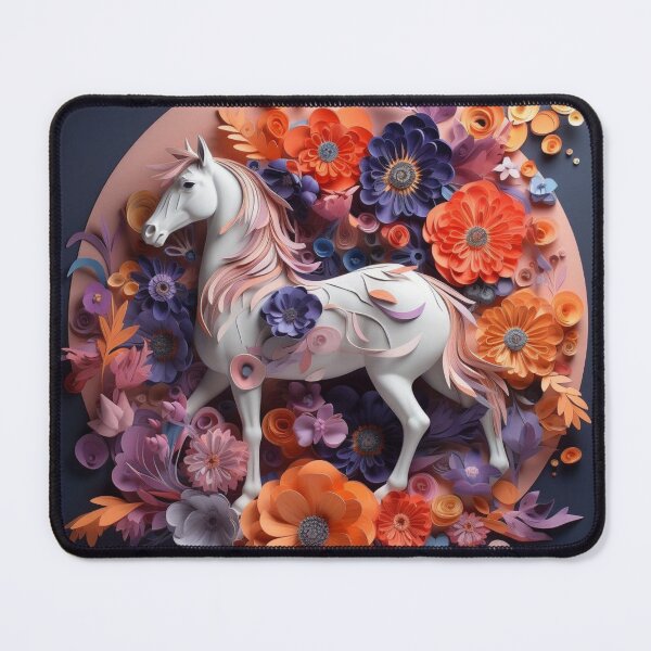 Artikelvorschau, Beautiful fantasy unicorn and flowers on a round background. 3d rendering entworfen und verkauft von aiphotosart.