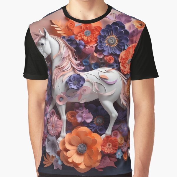 Vista previa del artículo con la obra «Beautiful fantasy unicorn and flowers on a round background. 3d rendering», diseñado y vendido por aiphotosart.