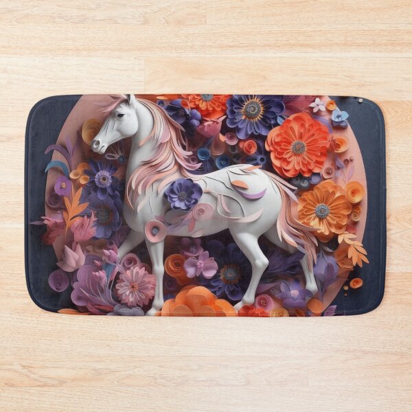 Artikelvorschau, Beautiful fantasy unicorn and flowers on a round background. 3d rendering entworfen und verkauft von aiphotosart.
