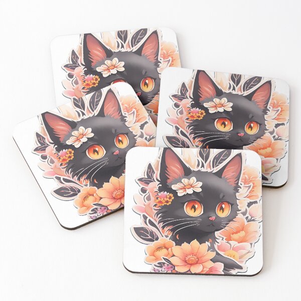 Item preview, Black cat colorful flower art V.1 designed and sold by Phalong.