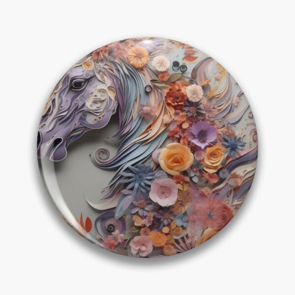 Artikelvorschau, Horse head made of paper with floral decoration on gray background. entworfen und verkauft von aiphotosart.