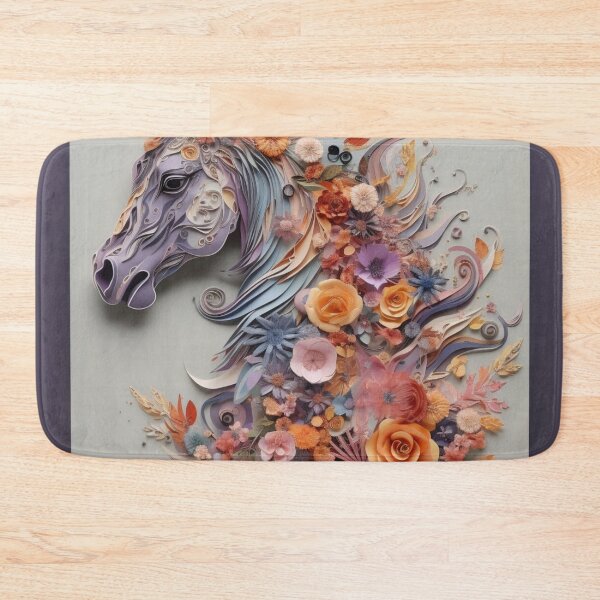 Artikelvorschau, Horse head made of paper with floral decoration on gray background. entworfen und verkauft von aiphotosart.