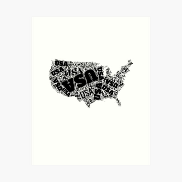 Item preview, usa map typography designed and sold by DeluxBee.
