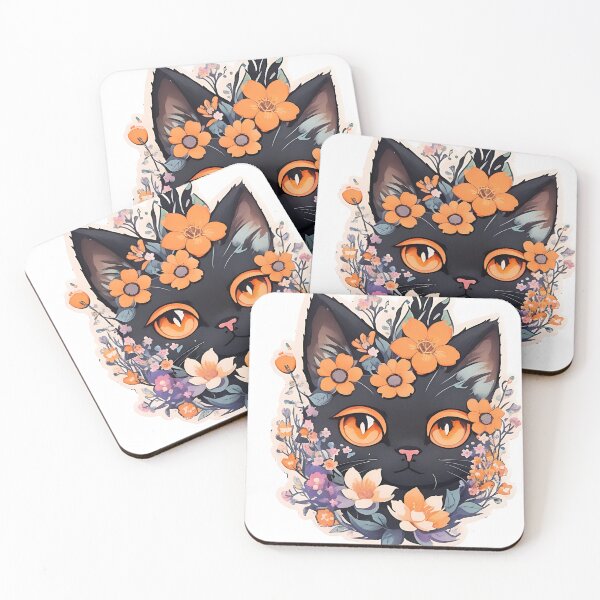Item preview, Black cat colorful flower art V.3 designed and sold by Phalong.