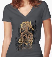 Fenrir: The Nordic Monster Wolf Women's Fitted V-Neck T-Shirt