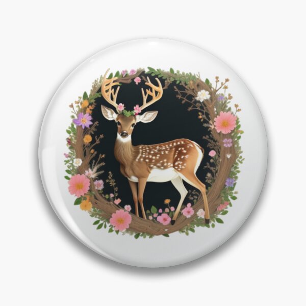 Item preview, A deer in a wreath of flowers designed and sold by NewAspect.