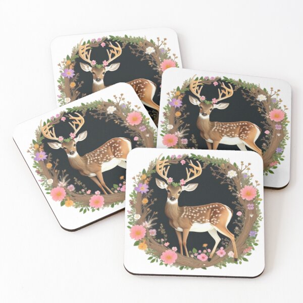Item preview, A deer in a wreath of flowers designed and sold by NewAspect.