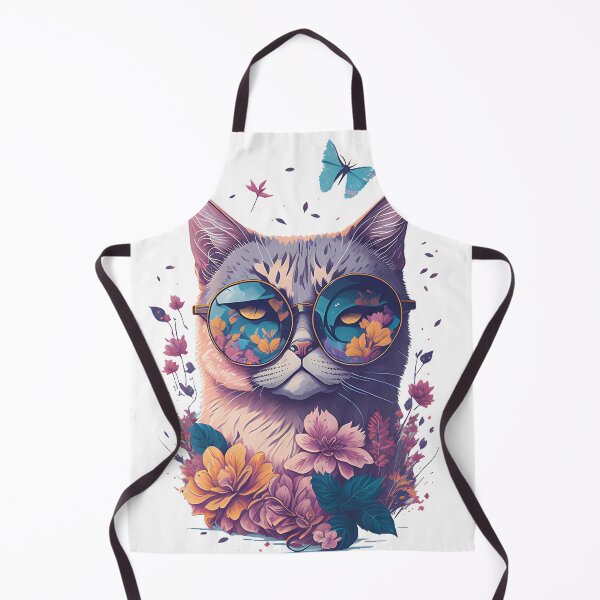 Item preview, Vintage cat in trend among colorful flowers designed and sold by Phalong.