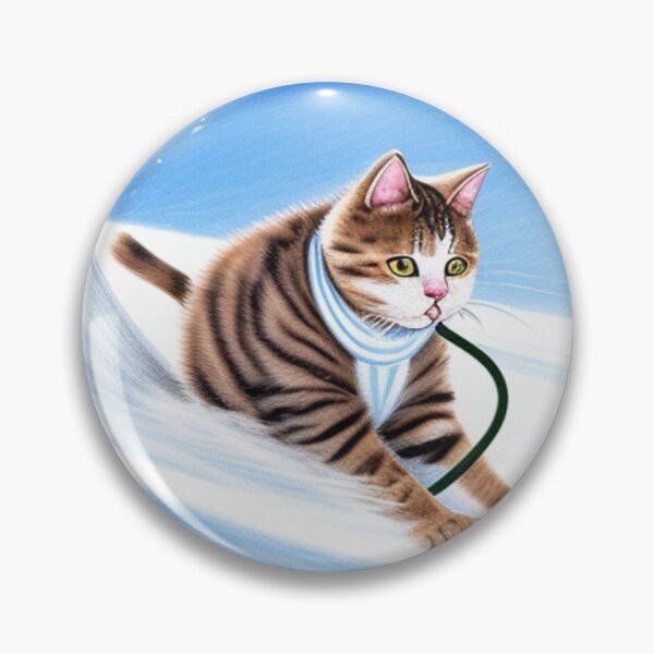 Item preview, Drawing of a cat skiing down a mountain designed and sold by cesavision.