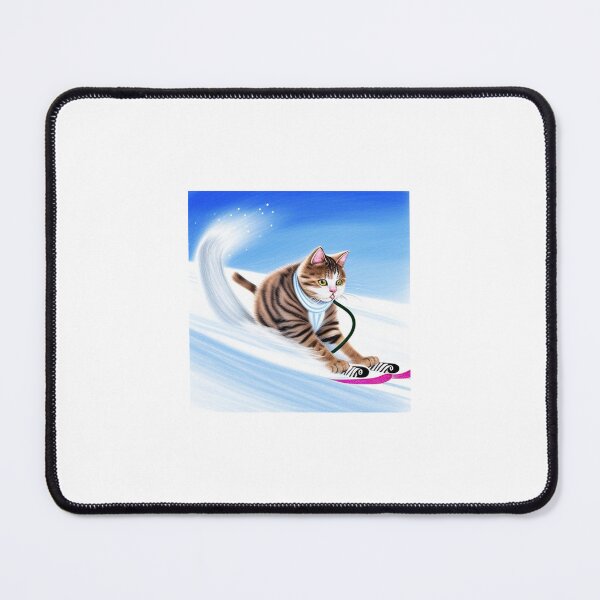 Item preview, Drawing of a cat skiing down a mountain designed and sold by cesavision.