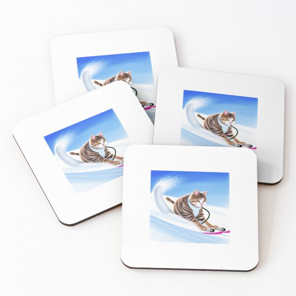Item preview, Drawing of a cat skiing down a mountain designed and sold by cesavision.