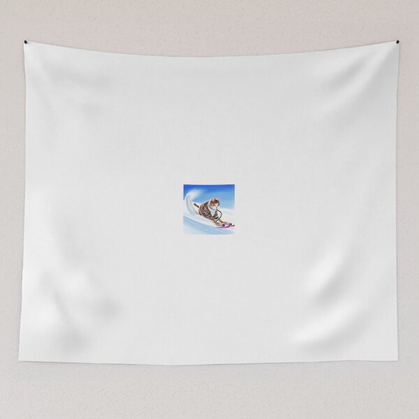 Item preview, Drawing of a cat skiing down a mountain designed and sold by cesavision.