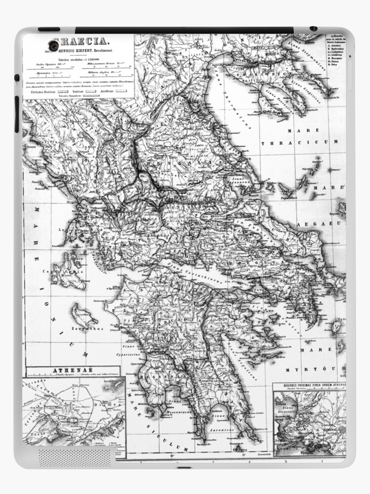 Vintage Map Of Greece 1903 Bw Ipad Case Skin By Bravuramedia Redbubble