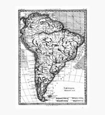 Vintage Map of South America (1780) BW Photographic Print