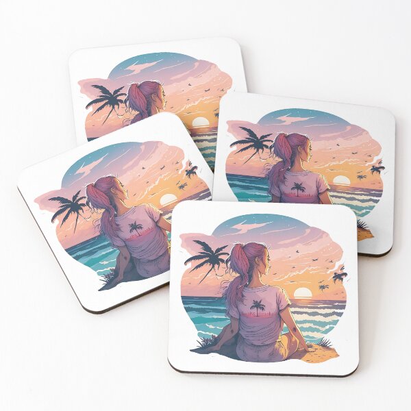 Item preview, Girl sitting at the beach watching the sunset V.3 designed and sold by Phalong.