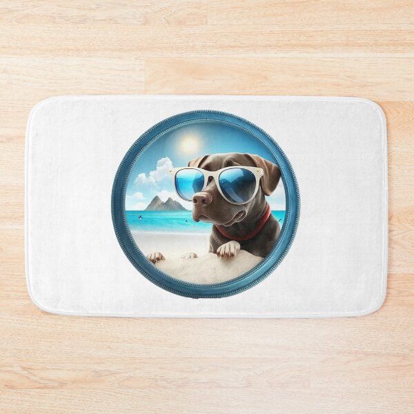 Item preview, Labrador dog basking on the beach designed and sold by Stickermagician.