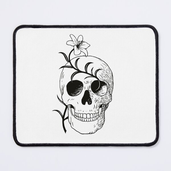 Item preview, Drawing of blck and white lily flower vintage retro line art designed and sold by Mushikart.