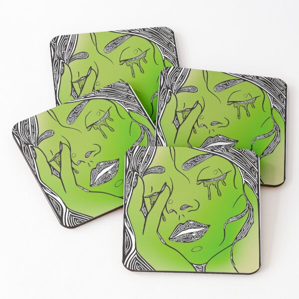 Item preview, Retro Abstract Crying Woman -Vintage Comic Pop-art - Black and Green designed and sold by Mitch616Art.