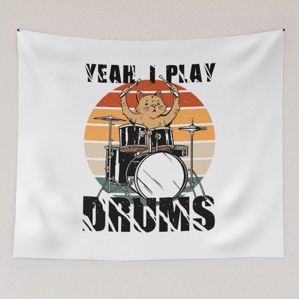 Item preview, Funny cat Yeah I play drums designed and sold by Acim0.
