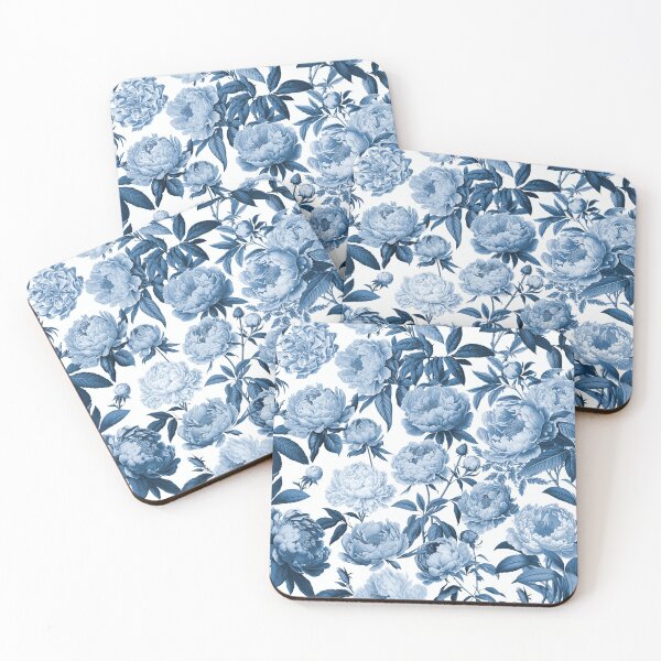 Item preview, Nostalgic Peonies Floral Pattern Vintage Romance Blue designed and sold by artsandsoul.