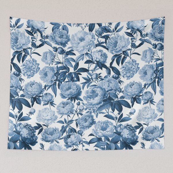 Item preview, Nostalgic Peonies Floral Pattern Vintage Romance Blue designed and sold by artsandsoul.