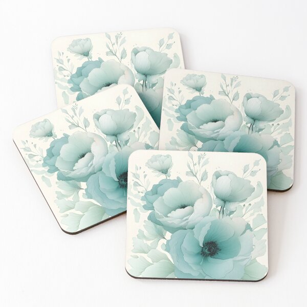 Item preview, Delicate flowers in light teal colors designed and sold by Baart72.