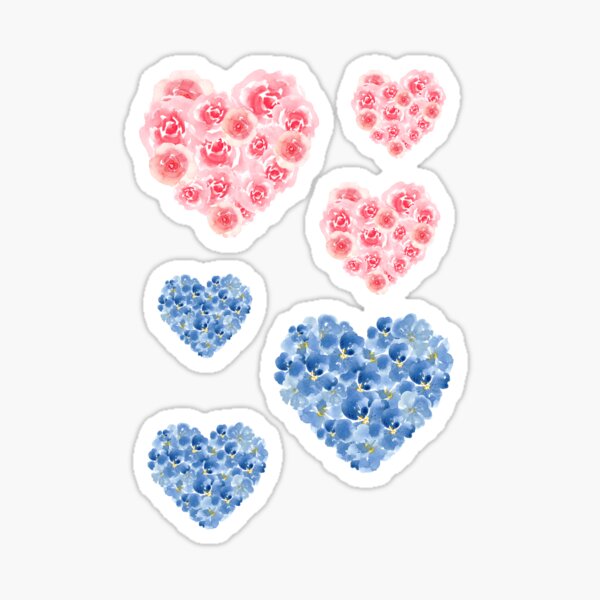 Item preview, Flower hearts sticker set sheet designed and sold by ApricotBlossom.